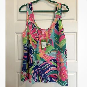 Lilly Pulitzer Cosmos Exotic Garden floral silk sleeveless top XL NWT